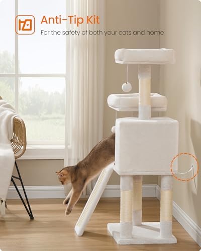 Feandrea Cat Tree, 45.3-Inch Cute Cat Tower, Plush Climbing Condo - Image 6