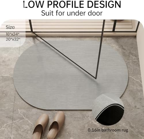 Mecko Small Oval 20"x32" Bath Mat Light Grey - Image 2