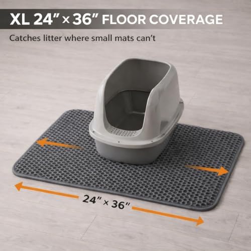 Cat Litter Mat – Large 24x36 Double Layer Honeycomb Litter Trap, Waterproof - Image 2