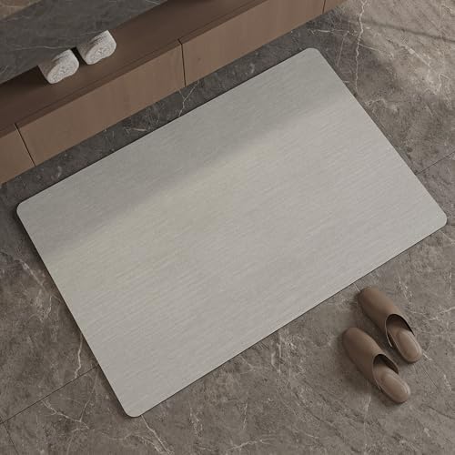 Mecko Bath Mat 24"x36", Ultra Thin Bathroom Rug fit Under Door Light Grey by Mecko
