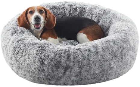 33 in Faux Fur Fluffy Donut Dog Bed by BedStillLoveStill