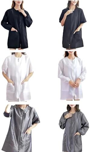 Polyester Barber Smock Short/Long Sleeve Easy Zippered Antihair Hairdressing - Image 4