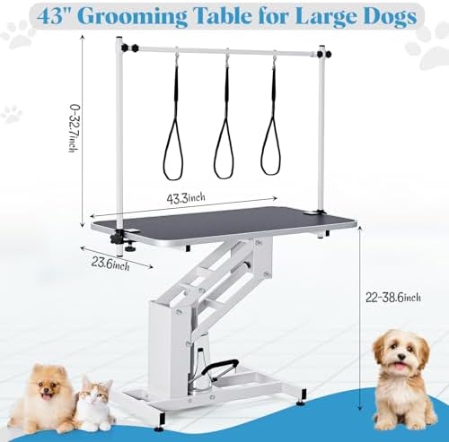Garvee 43.3 in Hydraulic Pet Grooming Table, Professional Hydraulic Grooming - Image 6