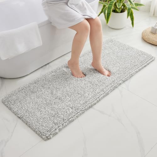 Disolla Grey & White Bathroom Runner Rug 24x59, Soft Plush Large Bath Mat by Disolla