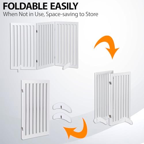 Freestanding Pet Dog Gate 36 Inch Foldable Fence Indoor 3 Panel Extra Wide - Image 3