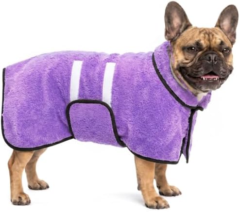 Dog Bathrobe, Super Absorbent for Small to Large Dogs, Light Purple M by Bienbee