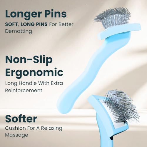 Pet Slicker Brush With Soft Massage Grooming Stainless Steel Pins - Image 2