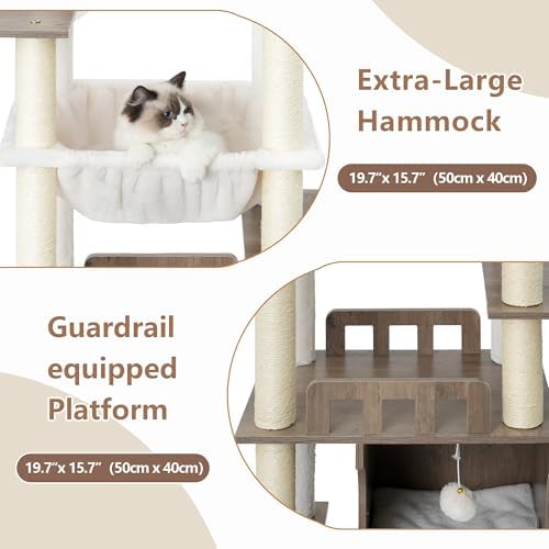 Gitelsnour Modern Cat Tree Tower, 2-Layer Condo & Perch, Big Hammock 102SG - Image 3