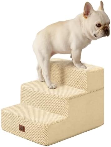 EHEYCIGA Dog Stairs for Small Dogs 13.5" H, 3-Step Dog Steps for Cats by EHEYCIGA