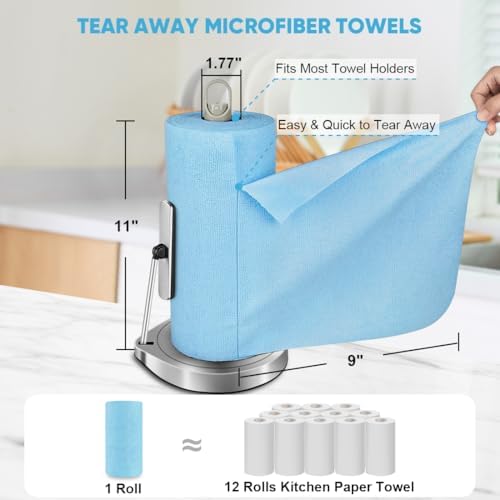 AIDEA Microfiber Cleaning Cloth Roll 165 Sheets 3 Roll, Paper Towels 11"x9" - Image 2