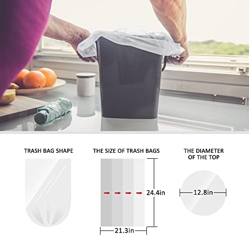 Teivio Clear Trash Bags 5 Gallon 330 Count Unscented Kitchen Garbage Bags - Image 2