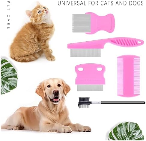 5 Pack Flea Lice Comb, Stainless Steel Dog Cat Grooming Combs - Image 7
