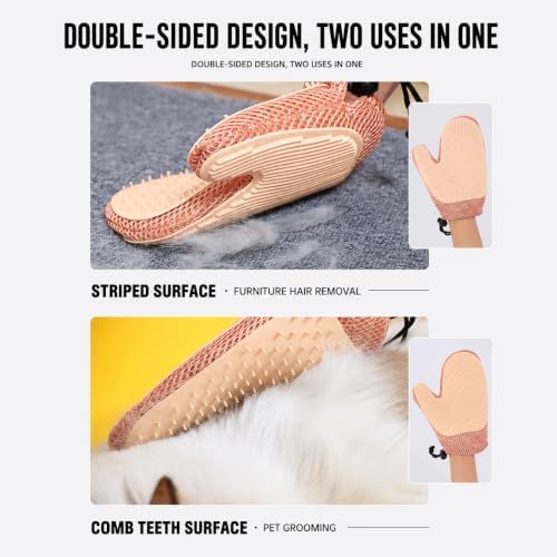 Pet Hair Removal Glove, Double-Sided Grooming Glove - Image 2