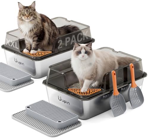 2 Pack Stainless Steel Litter Box by Uupin