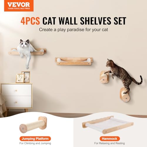 VEVOR Wall Mounted Cat Shelves, Cat Wall Shelves and Perches - Image 2