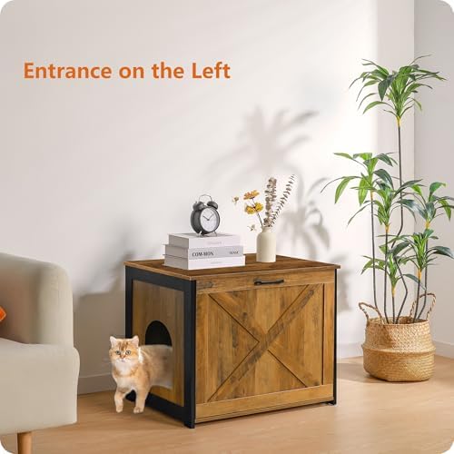 Dwanton Cat Litter Box Enclosure, Hidden Litter Box Furniture, 27.6 Inches - Image 3