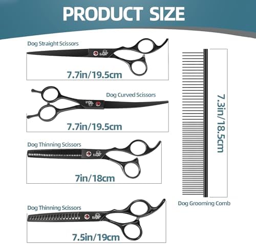 7-Inch Dog Grooming Scissors Set, 4-in-1 Pet Shears Kit - Image 2