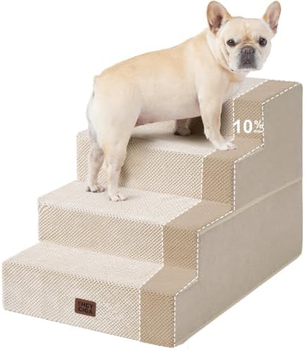 EHEYCIGA Dog Stairs for Bed 18" H, 4-Step Extra Wide Dog Steps by EHEYCIGA