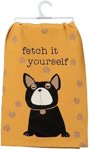 Primitives by Kathy Cotton Decorative Dish Towel, Fetch it Yourself by PrimitivesbyKathy