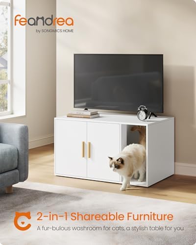 Feandrea Cat Litter Box Enclosure, Double Doors, 31.5 x 19.7 x 17.7 Inches - Image 2