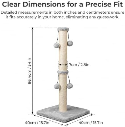 Dimaka 34'' Cat Scratching Post, Cat Scratching Post, Cat Scratcher - Image 2
