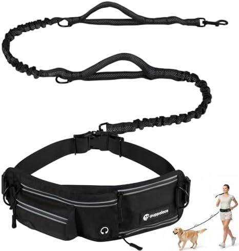 Hands Free Dog Leash with Waist Pack Bungee by Puppalace