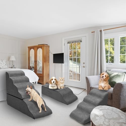 6-Step Dog Stairs Steps for High Bed 30" H, Dark Grey - Image 6