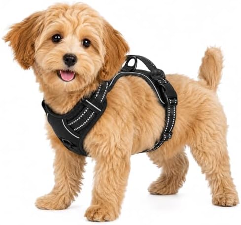 Black Adjustable Reflective No-Pull Dog Harness by Unknown