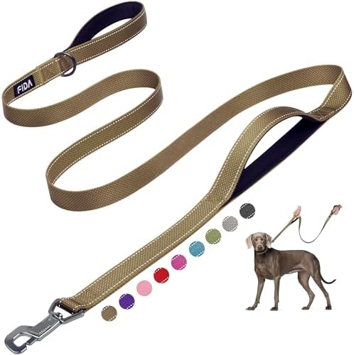 Fida Heavy Duty Dog Leash for Medium Large Dogs, 6 FT, Dual Padded Handles by Fida