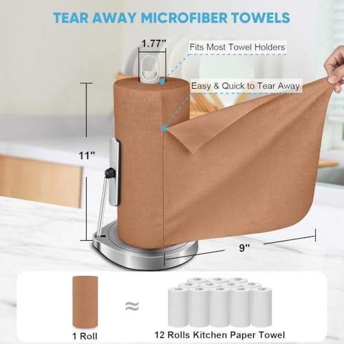 AIDEA Microfiber Cleaning Cloth-165 Sheets 3 Roll, Cleaning Rags 11×9" Brown - Image 2