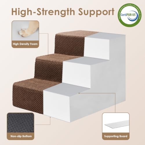 EHEYCIGA Dog Stairs 13.5" H, 3-Step Extra Wide Dog Steps - Image 4
