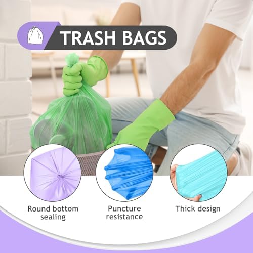 Teivio Medium Colorful Trash Bags 8 Gallon 80 Count Kitchen Garbage Bags - Image 3