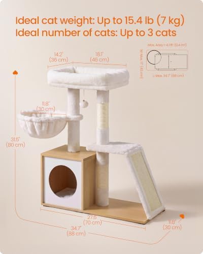 Feandrea Cat Tree, 3-Tier Cat Tower - Image 6