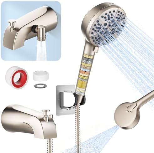 Bathtub Faucet with Filtered Handheld Shower Head, 6 Spray Modes from Rain to by Unknown
