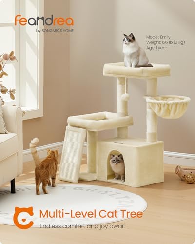 Feandrea Cat Tree, 33.8" Cat Tower Condo, Scratching Posts and Ramp - Image 2