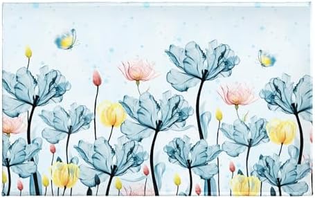 Giwawa Blue Floral Bath Rug Modern Flower Extra Soft Washable Bathmat 20x32 by Giwawa