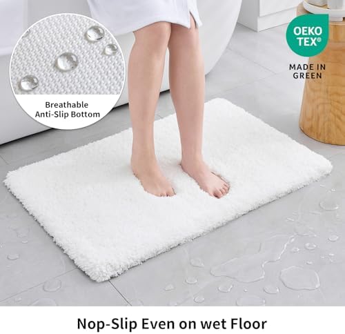 Disolla White Bathroom Rugs 24x36, Microfiber Non-Slip Plush Thick Bath Mat - Image 2