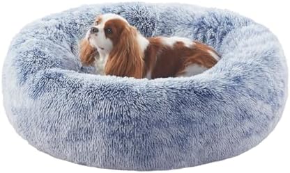 30 inches Faux Fur Fluffy Donut Dog Bed by BedStillLoveStill