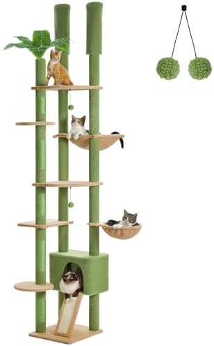 PEQULTI Floor to Ceiling Cat Tree Tower, Height Adjustable 230-252cm by PEQULTI