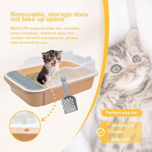 Open Cat Litter Box with High Side, Anti-Splashing Cats Litters Pan, Kitten - Image 6