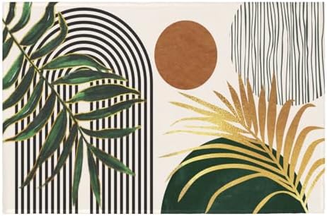 Giwawa Boho Leaves Bath Rug Mid Century Bathtub Mat Soft Absorbent Non Slip by Giwawa