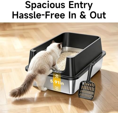 XL Open Top Stainless Steel Litter Box - Image 5