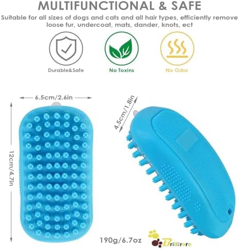 Dog Grooming Brush, Premium Soft Silicone Pet Bath Brushes, Rubber Massage - Image 2