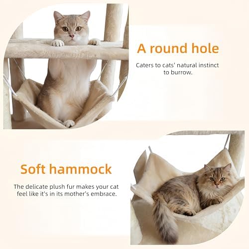 Cat Tree, 68-Inch Cat Tower for Indoor Cats, Plush Multi-Level Cat Condo - Image 3