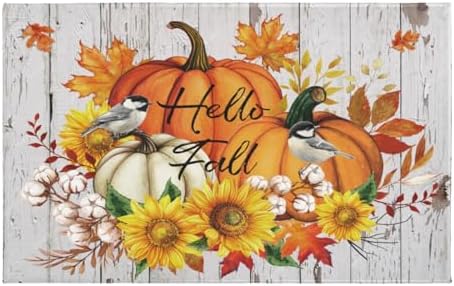 Giwawa Hello Fall Bath Rug Orange Pumpkin Bathtub Mat Non Slip Absorbent by Giwawa
