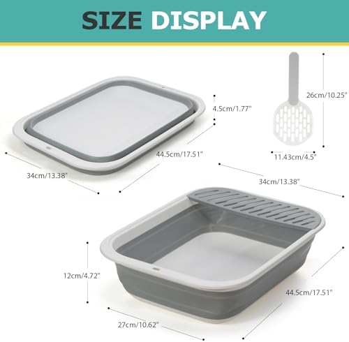 Foldable Cat Litter Box, Large Height-Adjustable Anti-Splash Open Air Kitty - Image 6