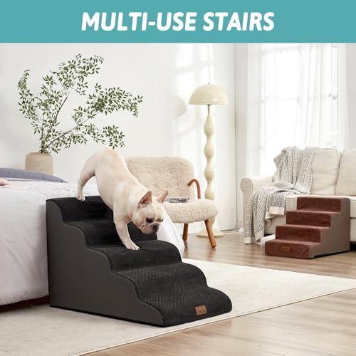 COZY KISS Extra Wide Dog Stair for Small Dog, 5 Step Pet Ramp for Bed - Image 6