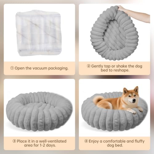 Washable Donut Dog Beds Large Sized Dog, Soft Pet Bed, 36in Grey - Image 6