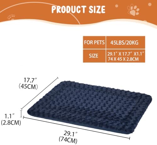 EMPSIGN Dog Crate Pad for 30"x20" Dog Crate, Plush/Canvas Navy - Image 2