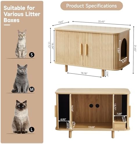 Fluted Cat Litter Box Enclosure Furniture - Image 3